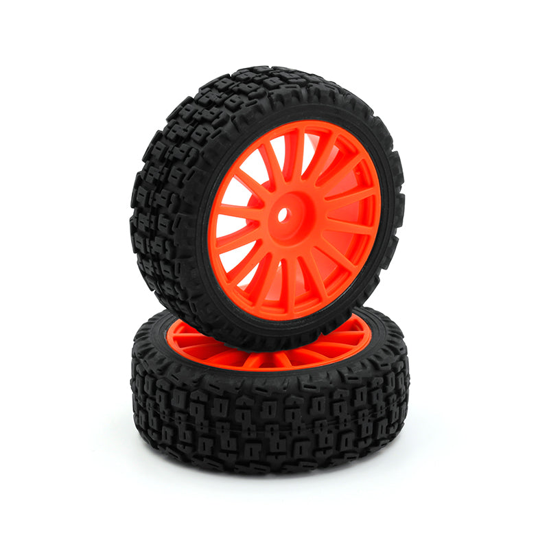 C8049 25mm 14 Spokes Rally Tires Set (Pre-mounted, Fluo Orange, 2 pcs)<br><br><font size=2> (For PTG-2, PTG-2R)</font>