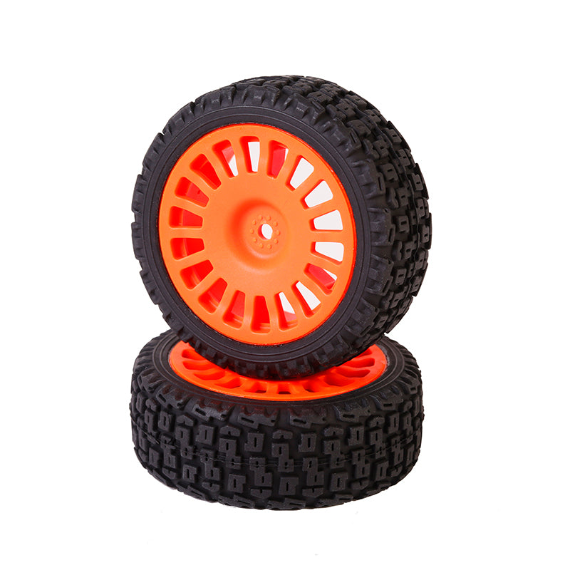 C8056 25mm 18 Spokes Rally Tires Set (Pre-mounted, Fluo Orange, 2 pcs)<br><br><font size=2> (For PTG-2, PTG-2R)</font>