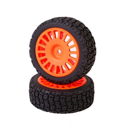 C8056 25mm 18 Spokes Rally Tires Set (Pre-mounted, Fluo Orange, 2 pcs)<br><br><font size=2> (For PTG-2, PTG-2R)</font>