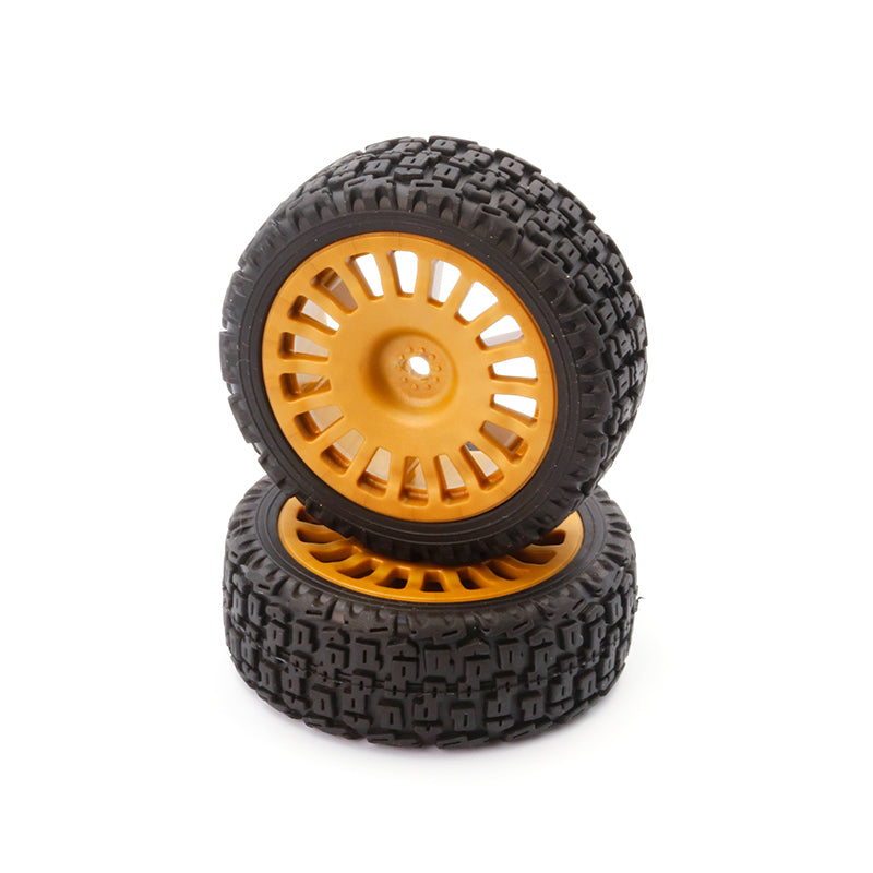 C8055 18 Spokes Rally Tire Set (Pre-mounted, Gold, 2 pcs)<br><br><font size=2> (For PTG-2, PTG-2R)</font>