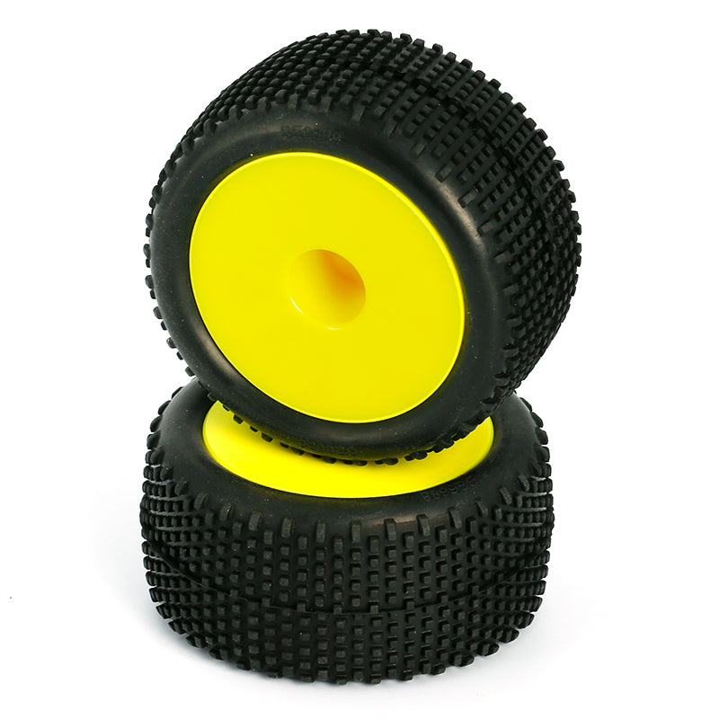 L6248 Block Pin Truggy Tires Mounted Yellow, 12mm 2pcs<br><br><font size=2> (For EMB-TG)</font>