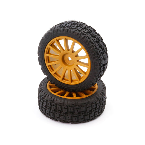 L6265 25mm 14 Spokes Rally Tires Set 2pcs Gold(12mm Hex) <br><br><font size=2> (For EMB-RA)</font>